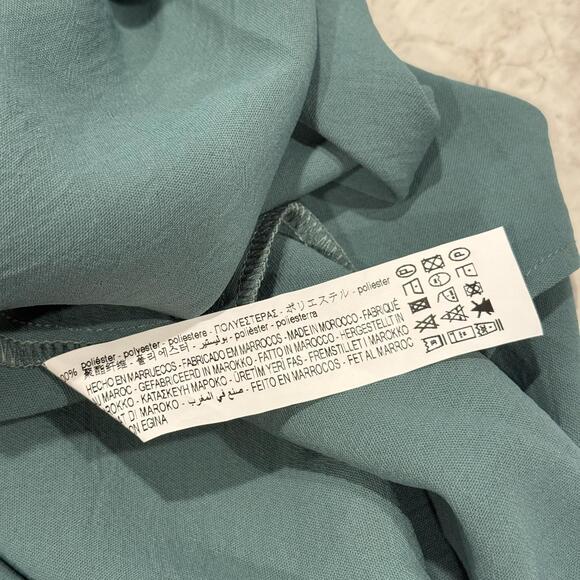 Zara Sleeveless V-Neck Midi Dress with Waist Tie in Teal NWT - Picture 5 of 7